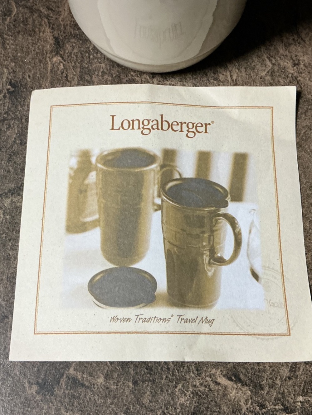 Longaberger Pottery Woven Traditions Travel Mug - Ivory - Picture 9 of 9
